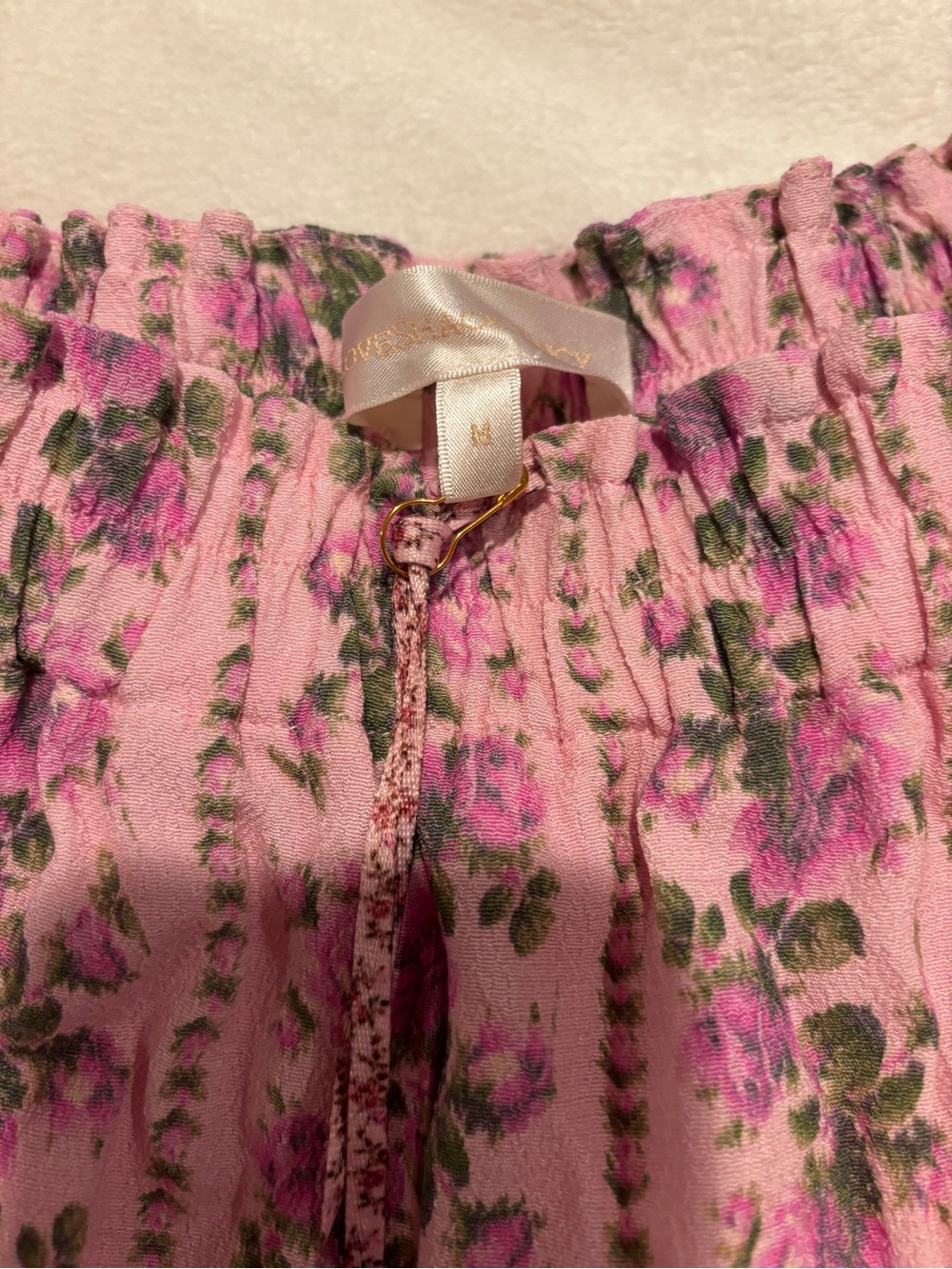 LoveShackFancy Pink Floral Ruffle Tiered Mini Skirt - Picture 2 of 3